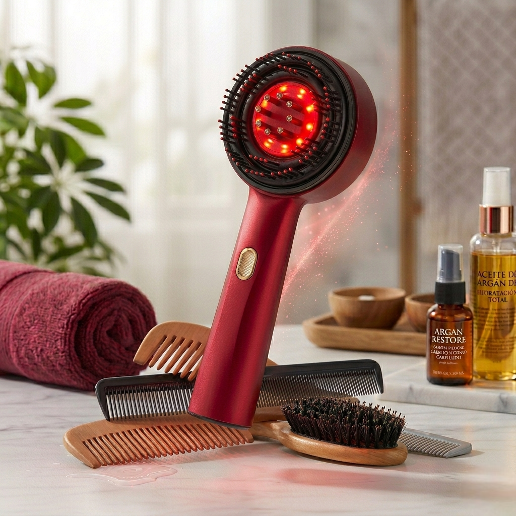 Capilux™ - Cepillo Masajeador Capilar con Terapia de Luz Roja